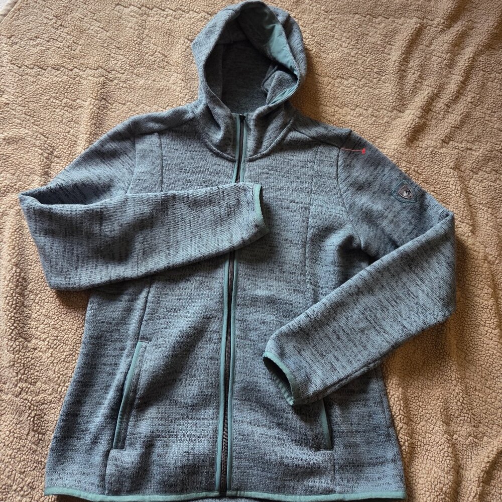Kuhl Ascendyr Women's Teal Green Fleece Full Zip Hooded Hoodie Jacket Small